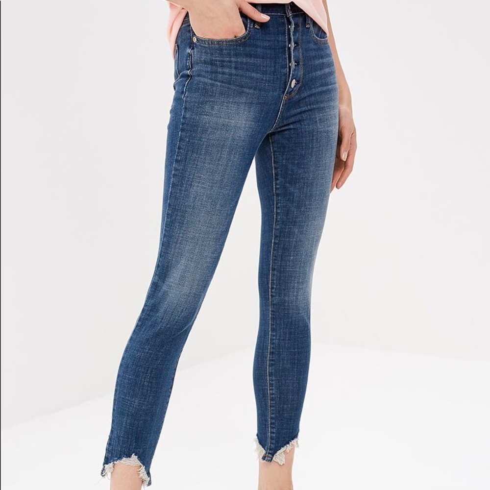 High Rise Button Fly Skinny Jeans